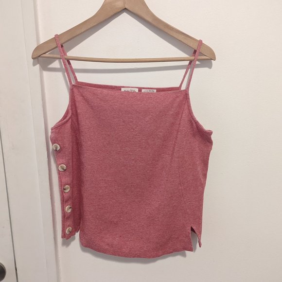 Anthropologie Meadow Rue Red Side Button Tank - Picture 3 of 7